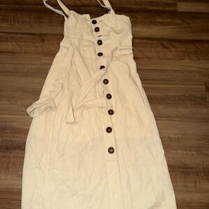 Altar'd State Cream Midi Dress with Button Detail